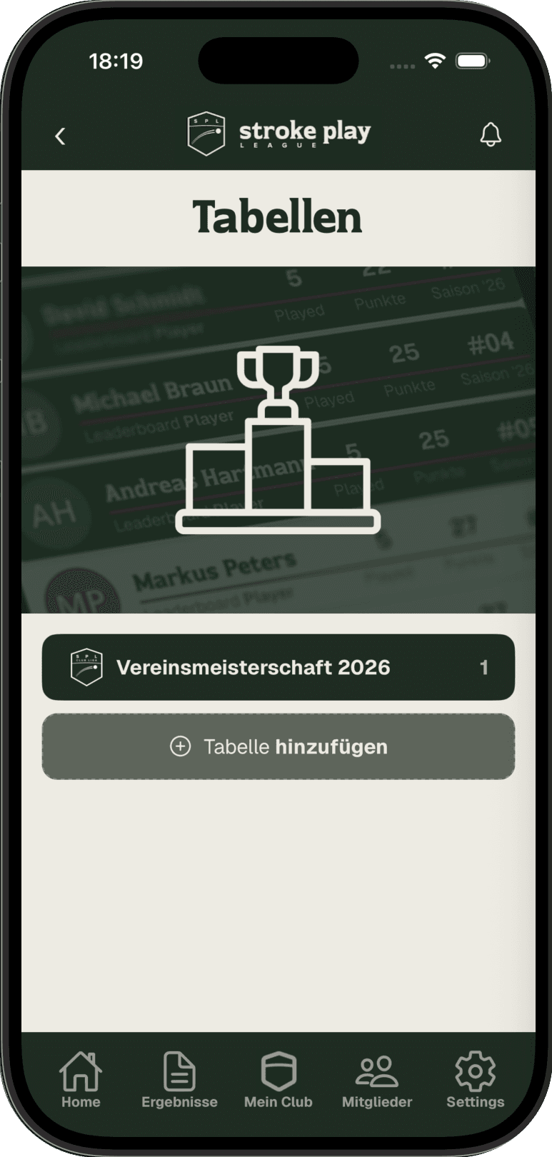 SPL Club Liga - Tabellen Ansicht